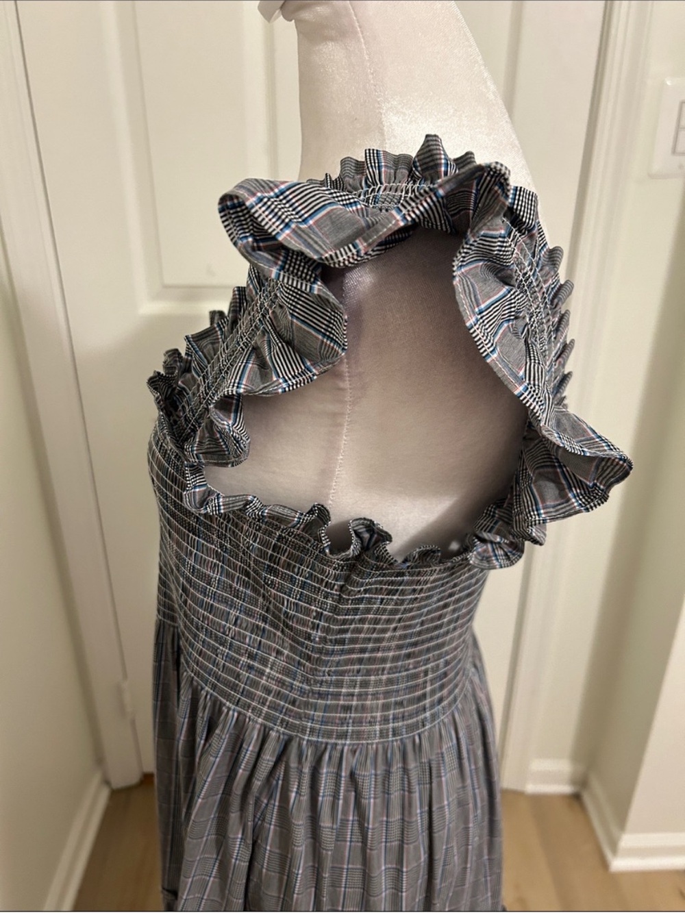 Hill House Home Ellie Nap Dress Tai Check Gray and Blue Plaid Size Large - Picture 10 of 15